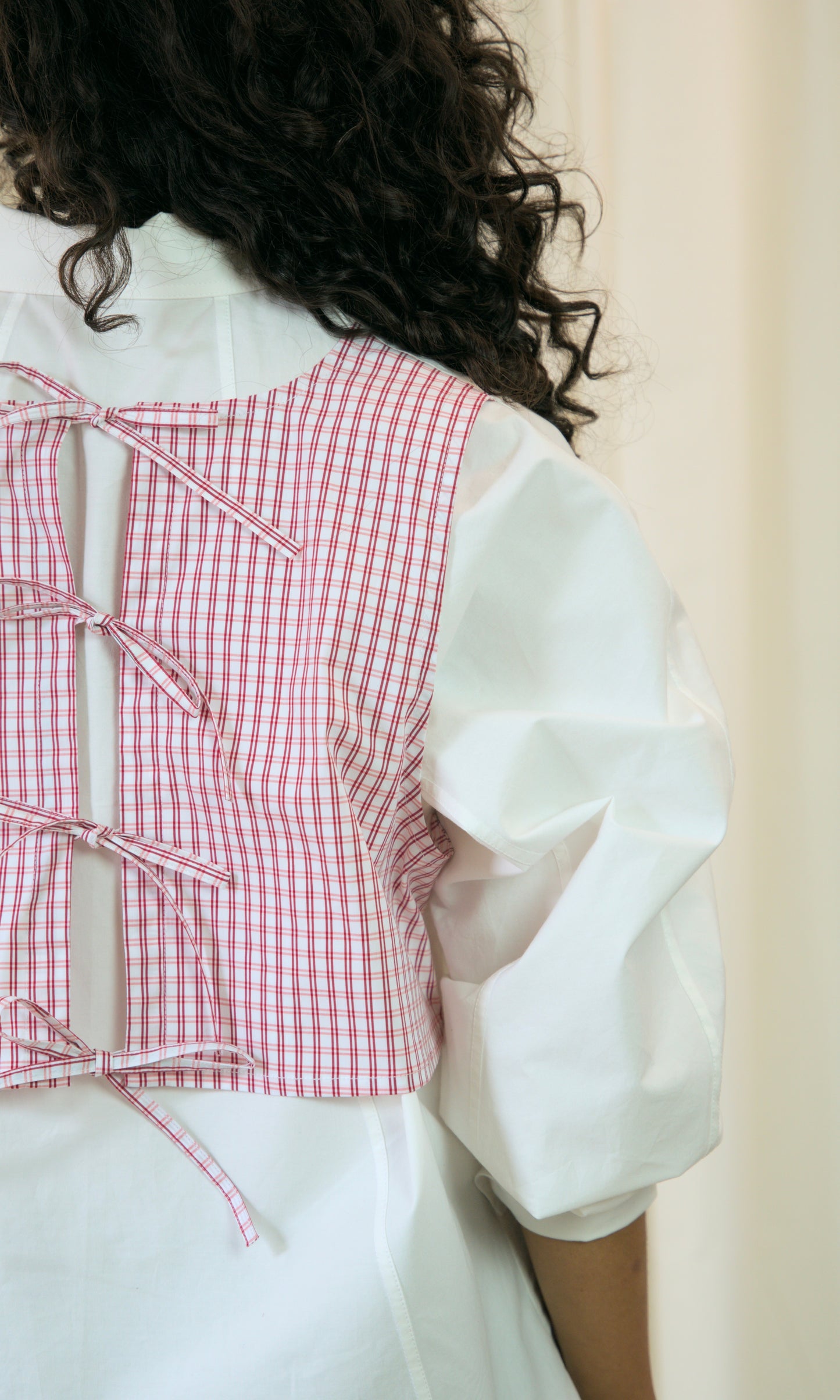 Staple Shirt in White w/Pink Check
