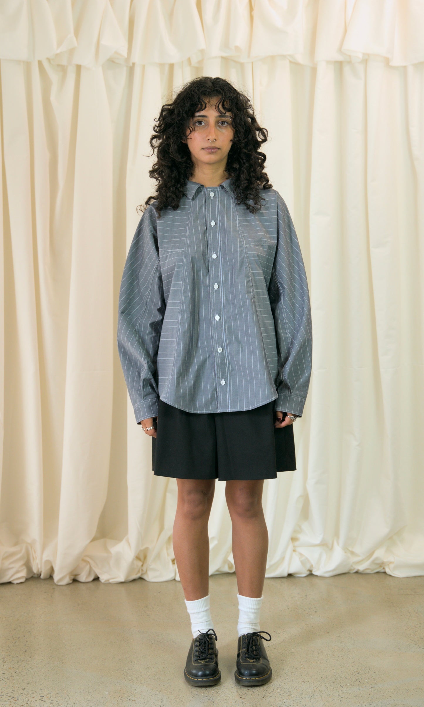 Staple Shirt in Grey Pinstripe