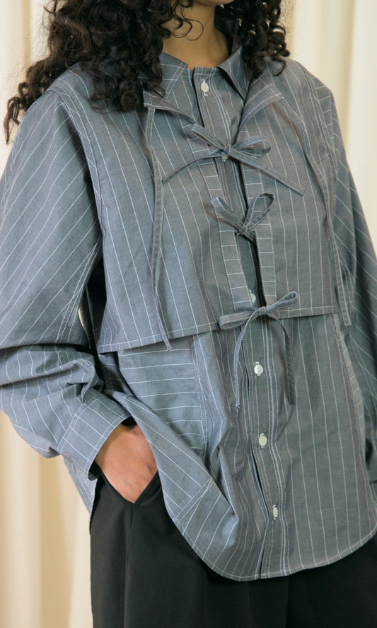 Staple Shirt in Grey Pinstripe