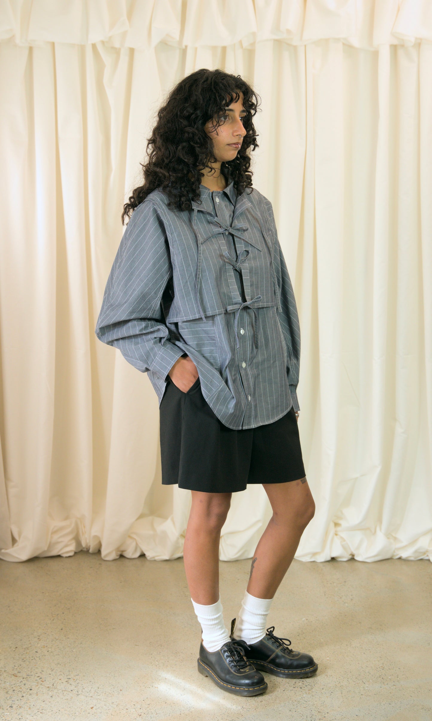 Staple Shirt in Grey Pinstripe
