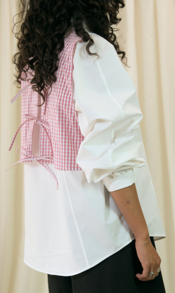 Staple Shirt in White w/Pink Check